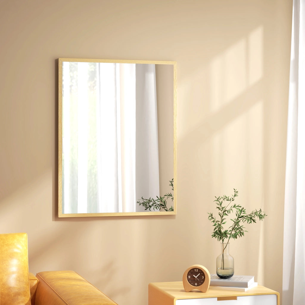 Specchio rettangolare per parete ¨C zephmum ¨C legno naturale 90x70 cm