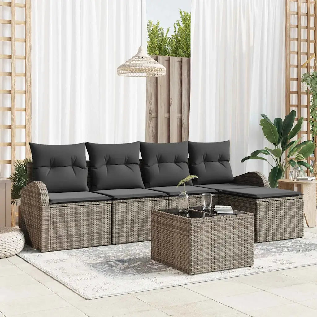 Set di divani con cuscino 6 pcs Grigio polyrattan 3354678