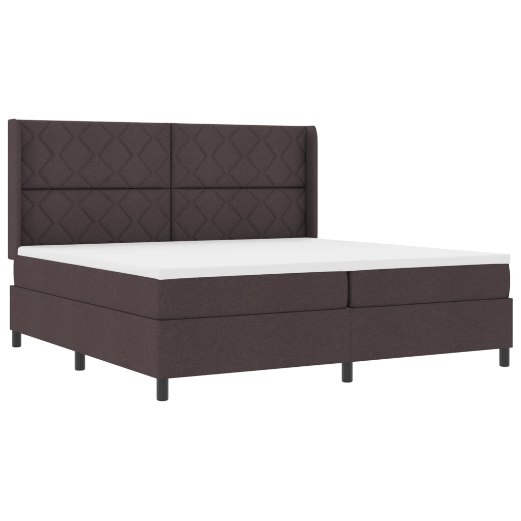 Letto a Box con Materasso Marrone Scuro 200x200 cm Tessuto