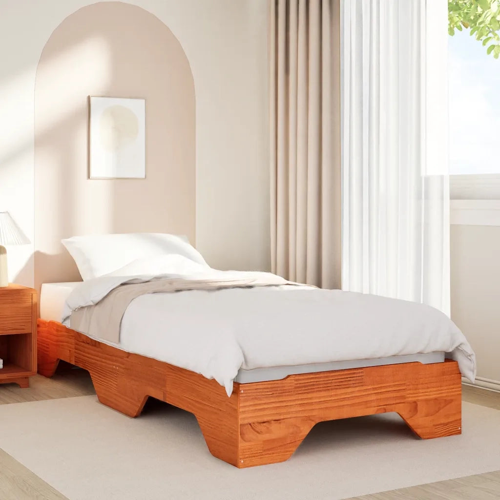 Giroletto senza Materasso impilabile Marrone Cera 75x190 cm 859213