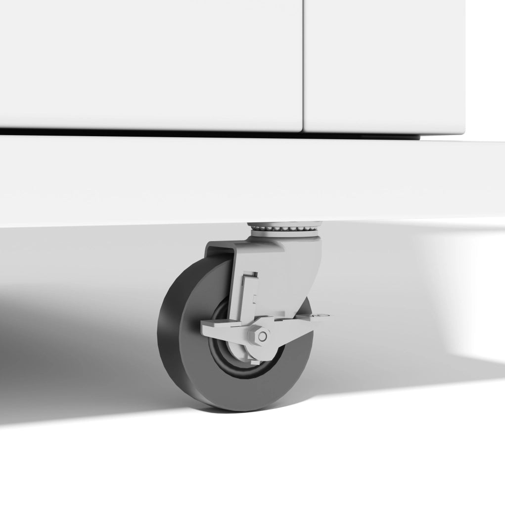 Isola cucina con piano ribaltabile 120/70x87 cm in MDF bianco e naturale