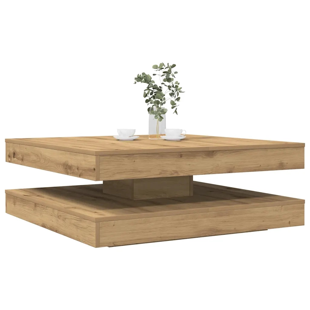 Tavolino da Caffè Girevole a 360 Gradi Artigianale 90x90x34,5cm 3321359