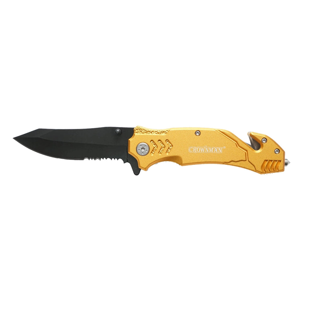 Coltello pieghevole multifunzionale in acciaio inossidabile, manico in alluminio, con clip per cintura, 205 mm, Crownman