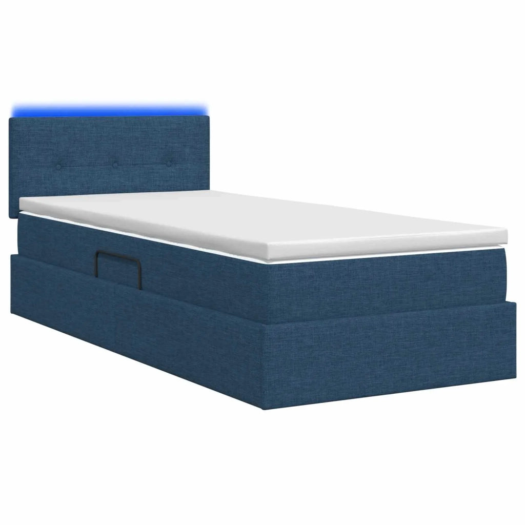 Letto con contenitore LED e materasso Blu 90 x 190 cm Tessuto 3459035