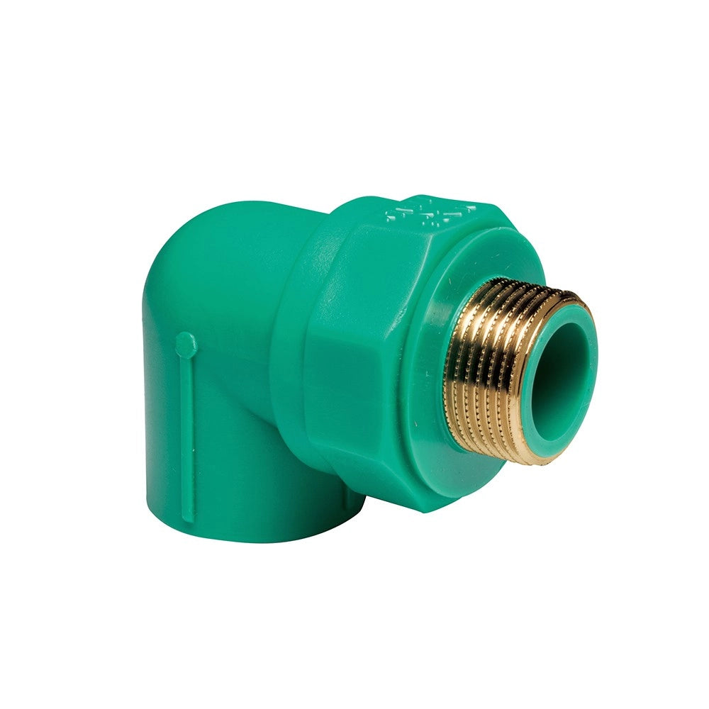 Gomito a 90â° mf con inserto ottone filettato in ppr polipropilene verde