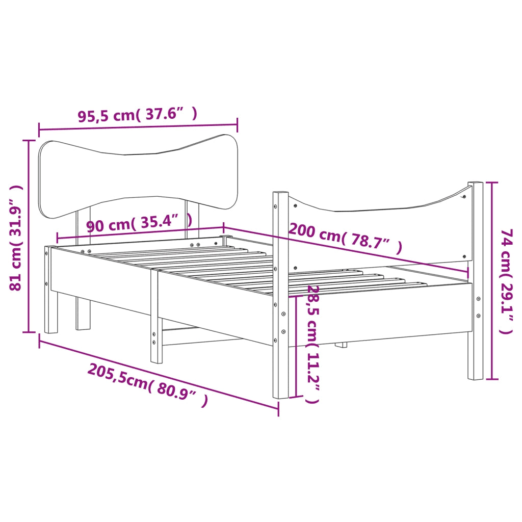 Giroletto senza Materasso Marrone Cera 90x200 cm Massello Pino 3216392