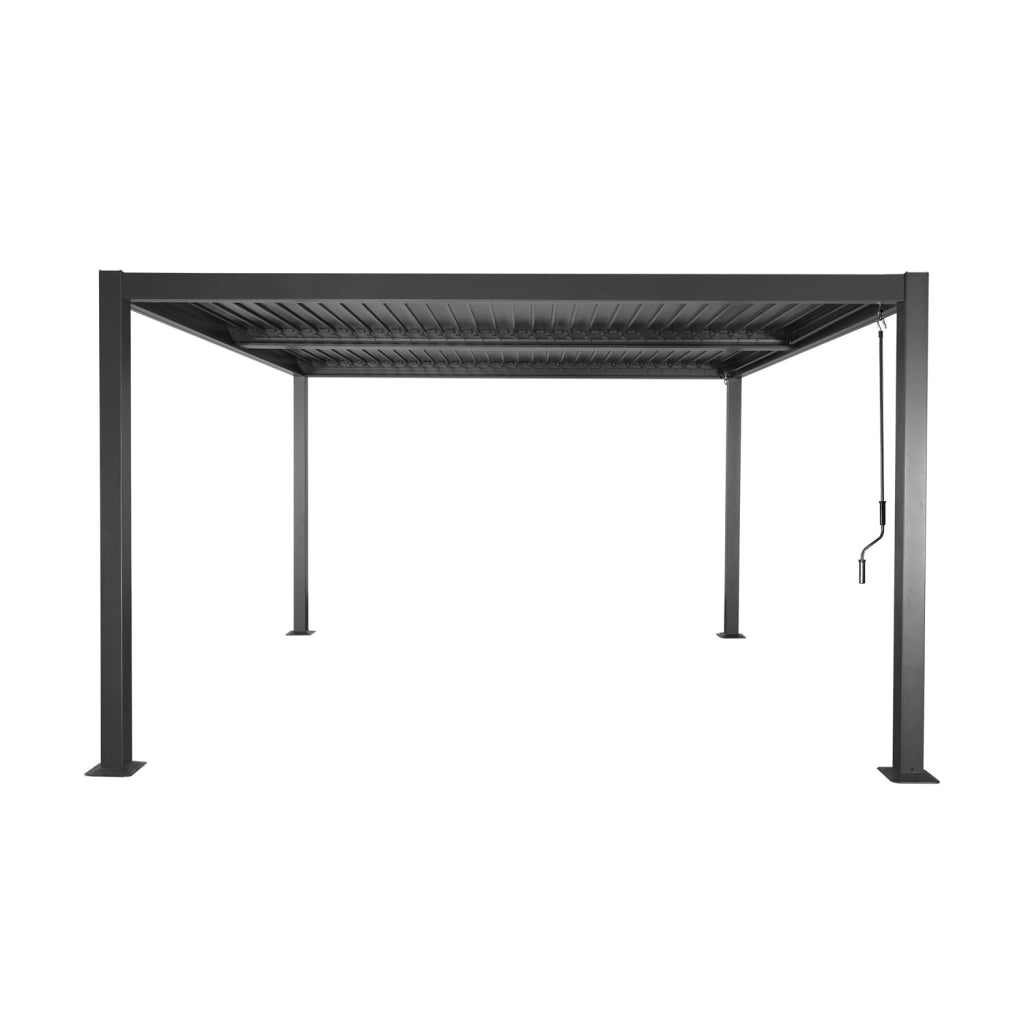 Pergola bioclimatica 3.6x3.6m in alluminio e acciaio con lamelle