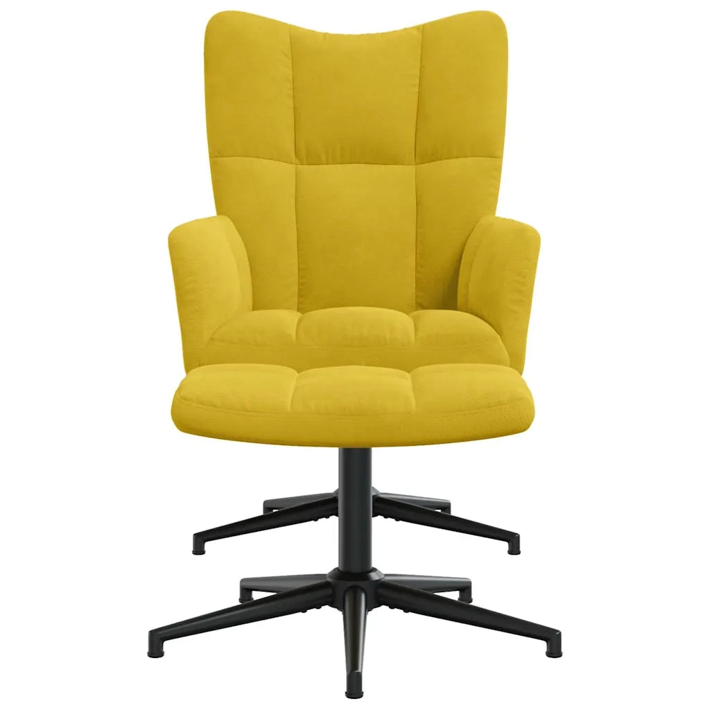 Divano Sedia-Poltrona Relax con Poggiapiedi Giallo Senape in Velluto 641196