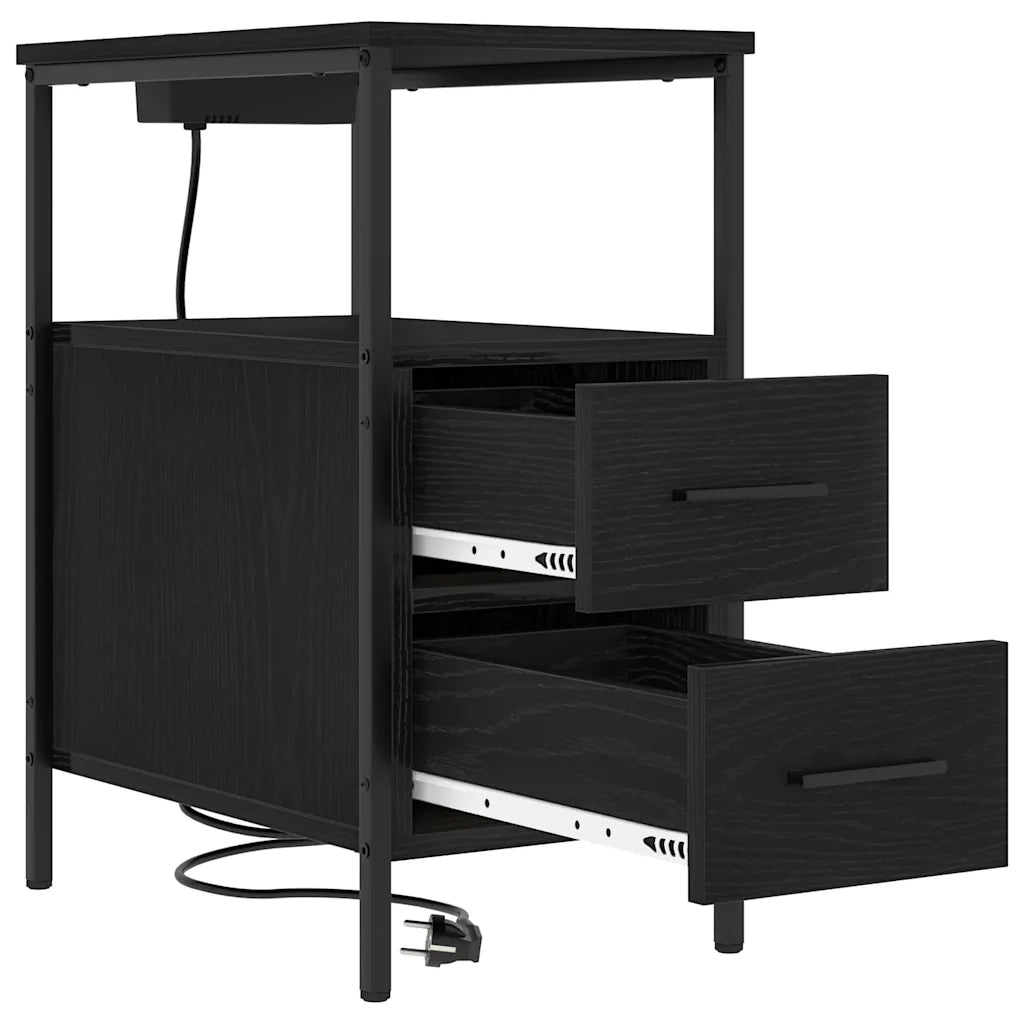 Armadio da Notte Rovere Nero 30 x 48 x 61 cm Legno multistrato 859410