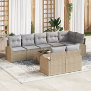 Set di divani da giardino da 9 pezzi con cuscini in polyrattan nero