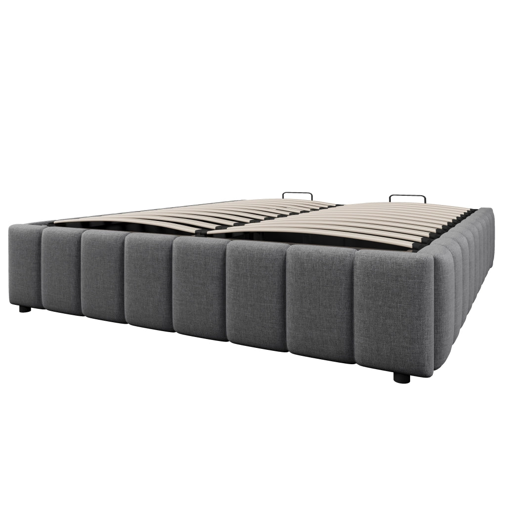 letto imbottito lino grigio 140 x 200 cm