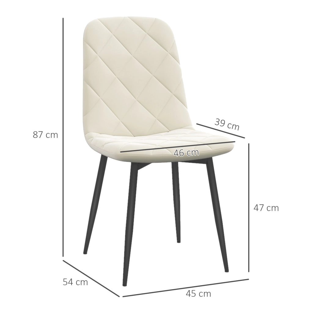 Sedia da Pranzo Imbottita con Schienale Alto ¨C Zephmum ¨C Tessuto Velluto Crema
