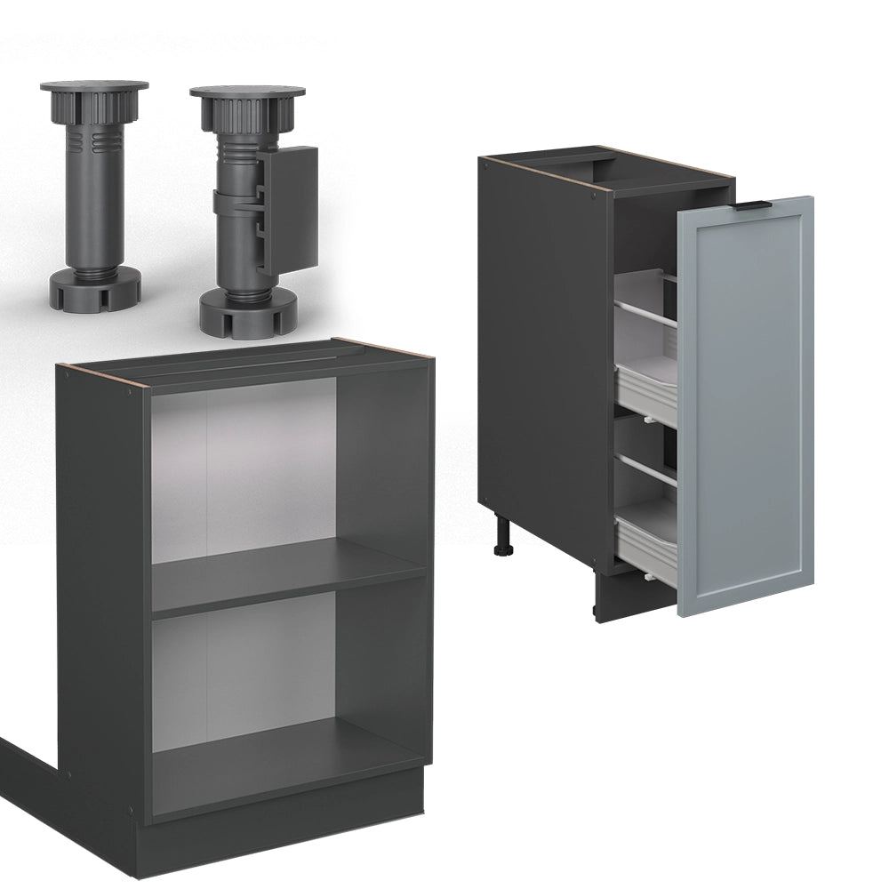 Isola cucina Fame-Line Blu-grigio chiaro/Antracite 90 cm con cassetto, senza piano di lavoro Vicco