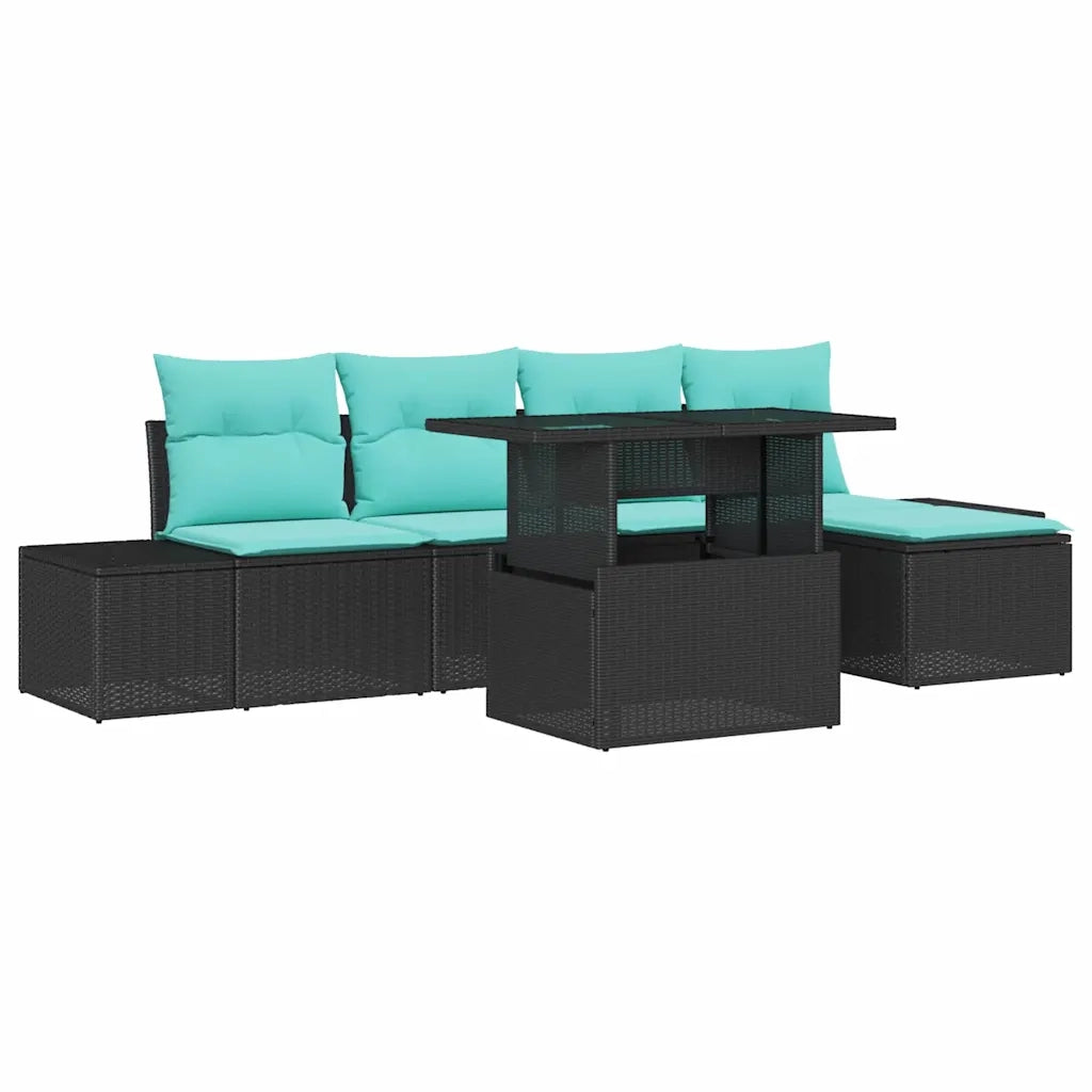 Set Divano da Giardino 6 pz Nero polyrattan 3357909