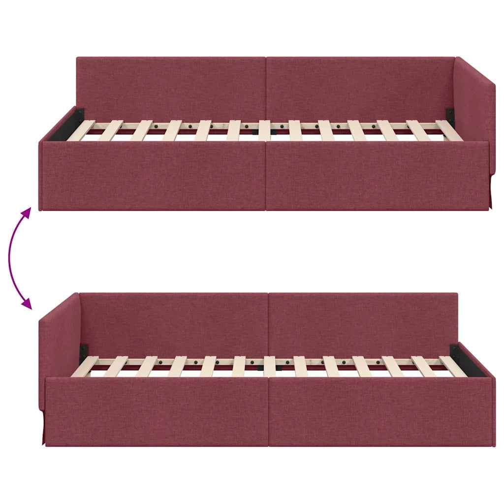 vidaXL Cornice del letto ad angolo Rosso vino 100 x 200 cm