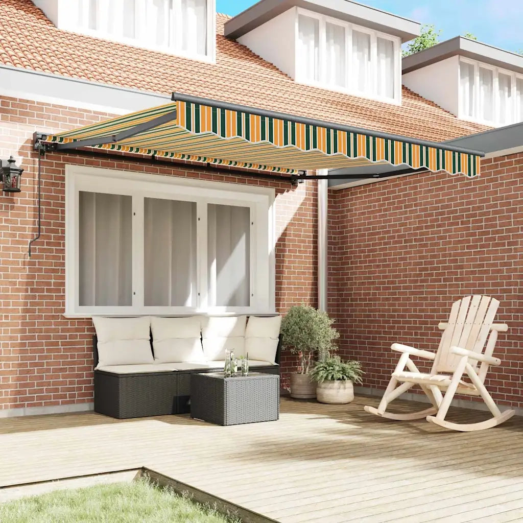 vidaXL Tenda Retrattile Verde e Giallo 300x250 cm Tessuto