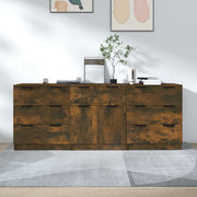 Credenze 3 pz Rovere Fumo in Legno Multistrato 3115801
