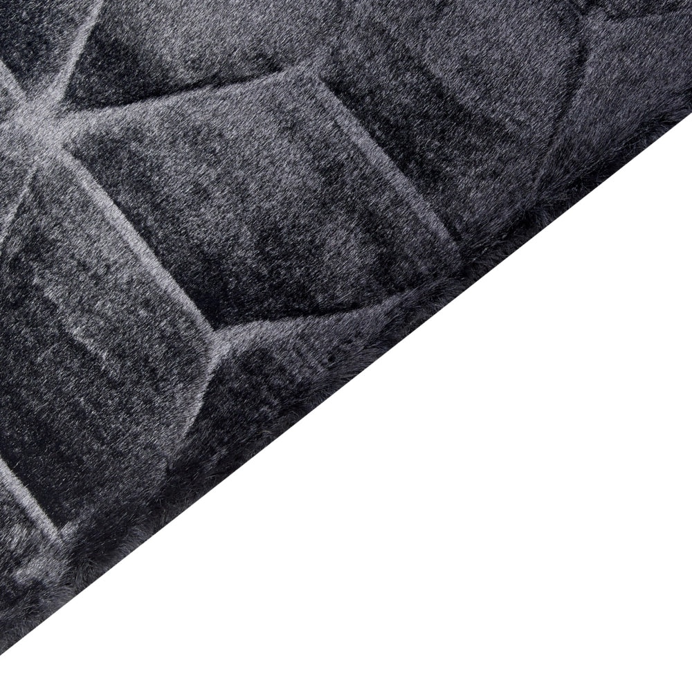 Tappeto in finta pelliccia di coniglio nero Pelliccia artificiale di poliestere 160 x 230 cm Tappeto morbido Shaggy ad alto pelo