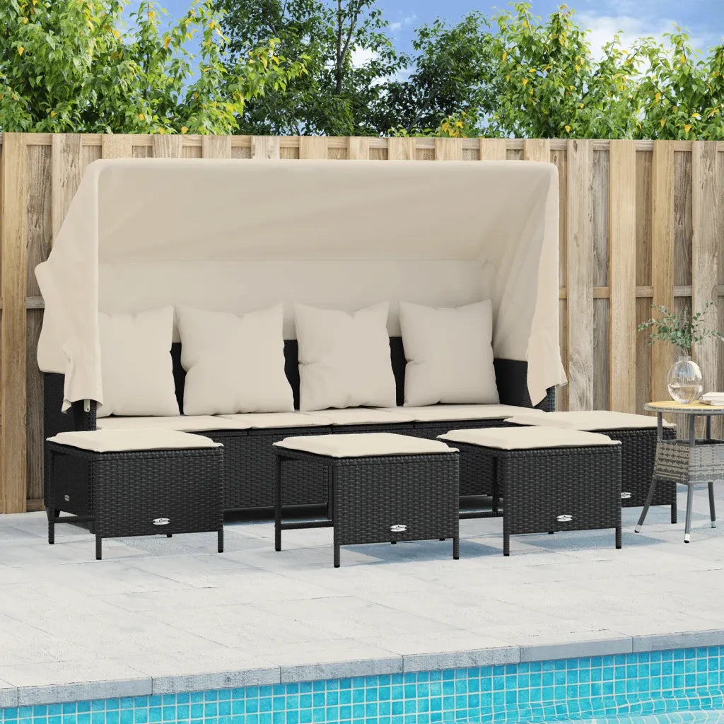 Set Divani da Giardino 5 pz con Cuscini in Polyrattan Nero 3261563