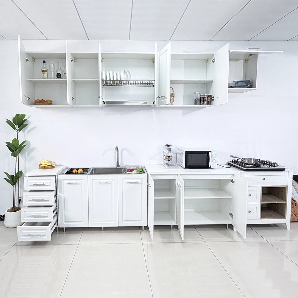 Pensile da Cucina Armadio Sospeso da Parete Doppia Anta Boiserie Colore Bianco