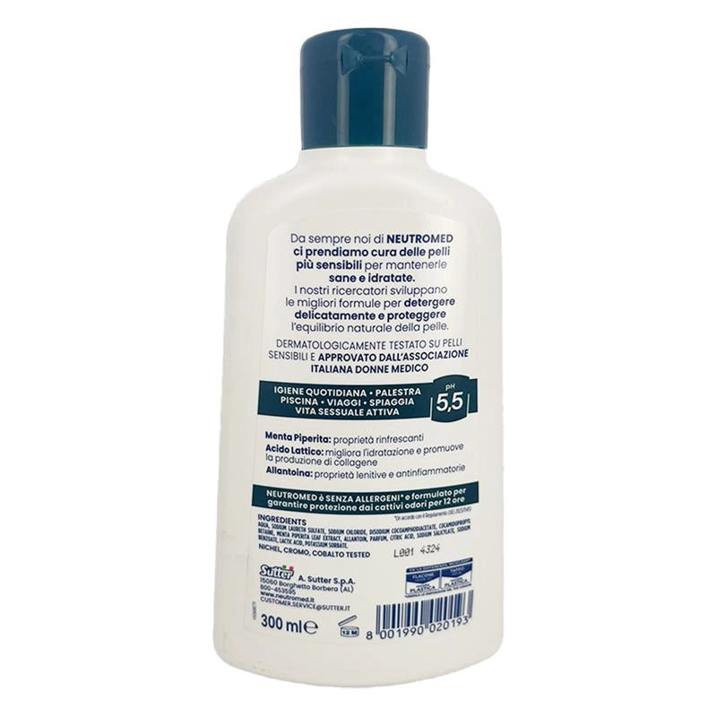 NEUTROMED DETERGENTE INTIMO UOMO FRESCHEZZA E IGIENE CON MENTA ACIDO LATTICO ALLANTOINA PH 5,5 300 ML