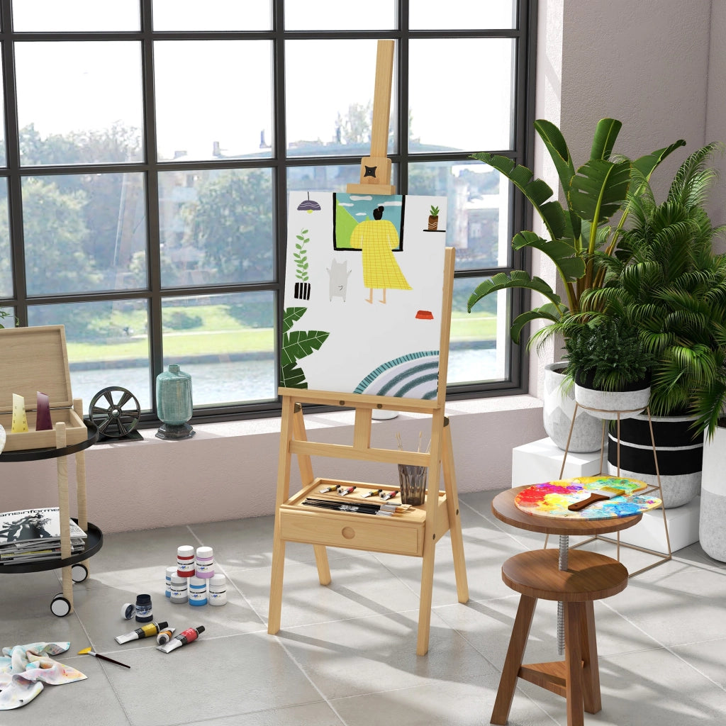 Cavalletto da Pittura Regolabile ¨C zephmum ¨C Legno Naturale e Nero