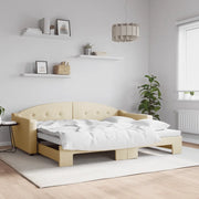 Divano Letto con Letto Estraibile-Sofa Letto-Daybed Crema 90x200 cm in Tessuto 379847