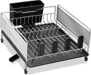 Afdruiprek in acciaio inossidabile, 43 x 33 cm, con scarico superiore, afdruiprek, nero, afdruiprek per lavandino, afdruiprek, acciaio inossidabile