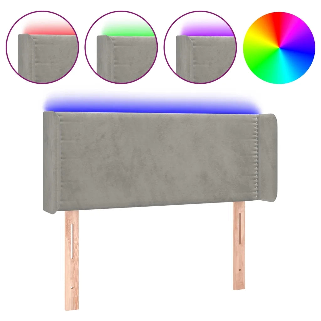Testiera Grigio Chiaro a LED 93x16x78/88 cm in Velluto 3123132