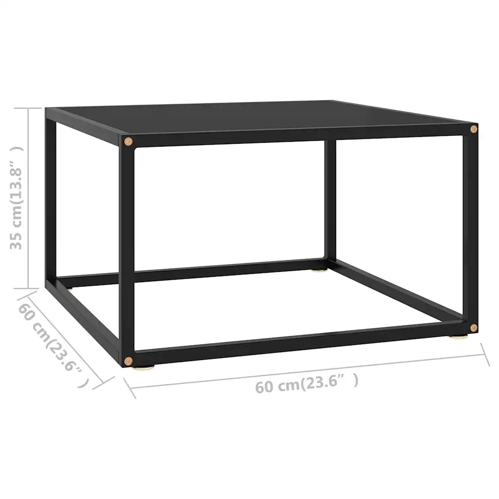 Tavolino da Salotto Nero con Vetro Nero-Tavolino da soggiorno 60x60x35 cm