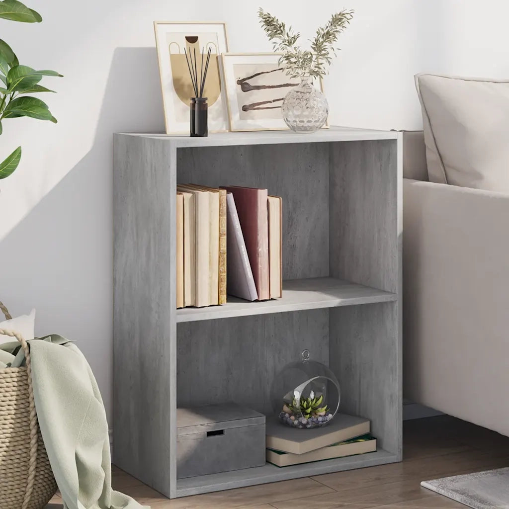 Libreria 2 Ripiani Grigio Cemento 60x30x76,5 Legno Multistrato 800967