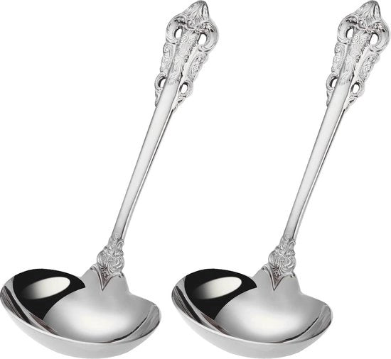 Spatola da salsa in acciaio inossidabile 18/10, 28 g, set da 2 pezzi, spazzolino per cucchiaio da servizio da tavola e per cucina, resistente alla riflessione e alla lavastoviglie.