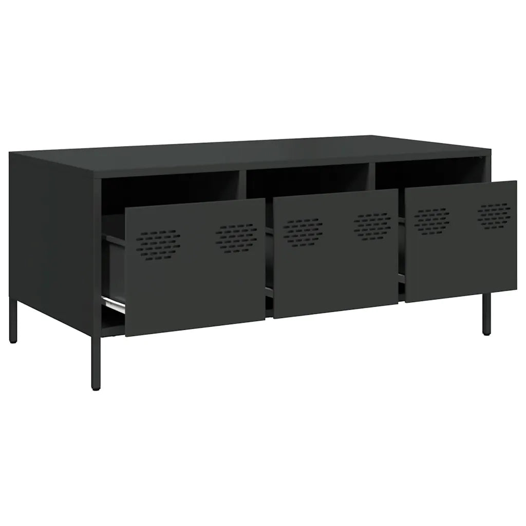 Tavolino da salotto | Tavolino da caff¨¨ | Tavolino da Soggiorno Nero 101,5x50x43,5 cm in Acciaio Laminato a Freddo