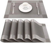 Set di tappetino per tavolo da 6 pezzi, facile da pulire, antiscivolo, resistente al calore, resistente alle macchie, 45cmx30cm (grigio)