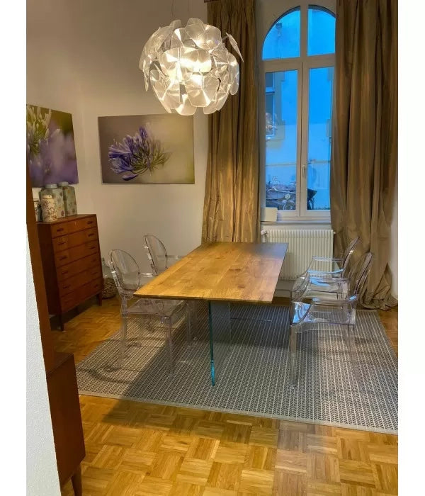 Tavolo fisso in rovere massello nodato spessore 4 cm. misura l.250 p.100 h.75 (1671) - Mobili 2G