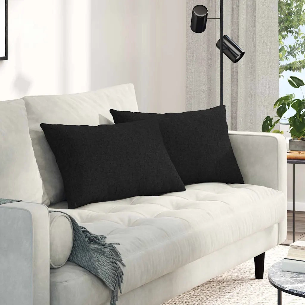Cuscini da Divano 2 pz-Set di 2 Cuscini per Sofa Nero 60 x 40 cm Tessuto 603243