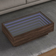 Tavolino Salotto con LED Rovere Marrone 90x50x30 cm Multistrato 847524