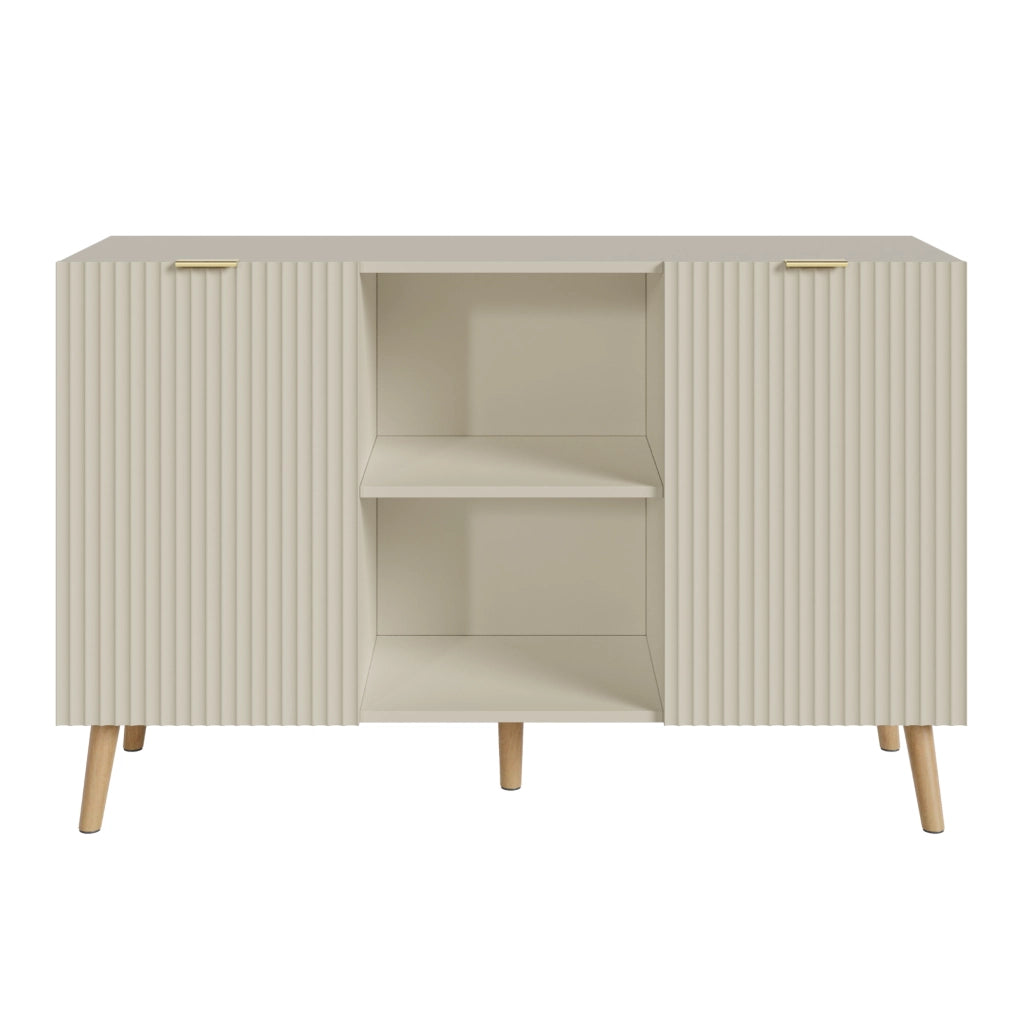 Credenza Nand Madia con 2 Ante Scanalate 120x40x76 cm color Sabbia [en.casa]