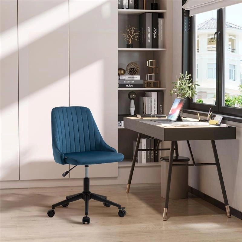 SEDIA DA UFFICIO GIREVOLE CON ALTEZZA REGOLABILE 50 X58 X 77-85 CM VELLUTO BLU