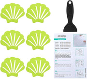 Pattini Antiscivolo per Bagno, 9x7 cm, 6 pezzi, Scivolo per Bagno con Adesivi e Spazzolino per Pavimento Antiscivolo, Verde Chloro
