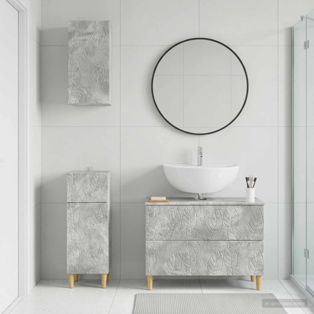 Set di armadietti da bagno in 3 pezzi DELFT Grigio Cemento 3417786