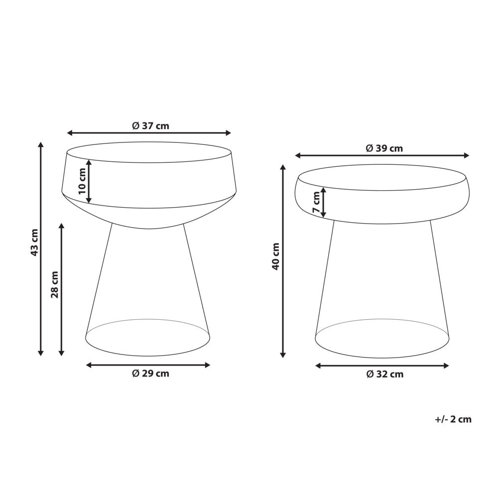 Set di 2 Tavoli da caffè in vetro trasparente moderno di forma ovale design moderno contemporaneo