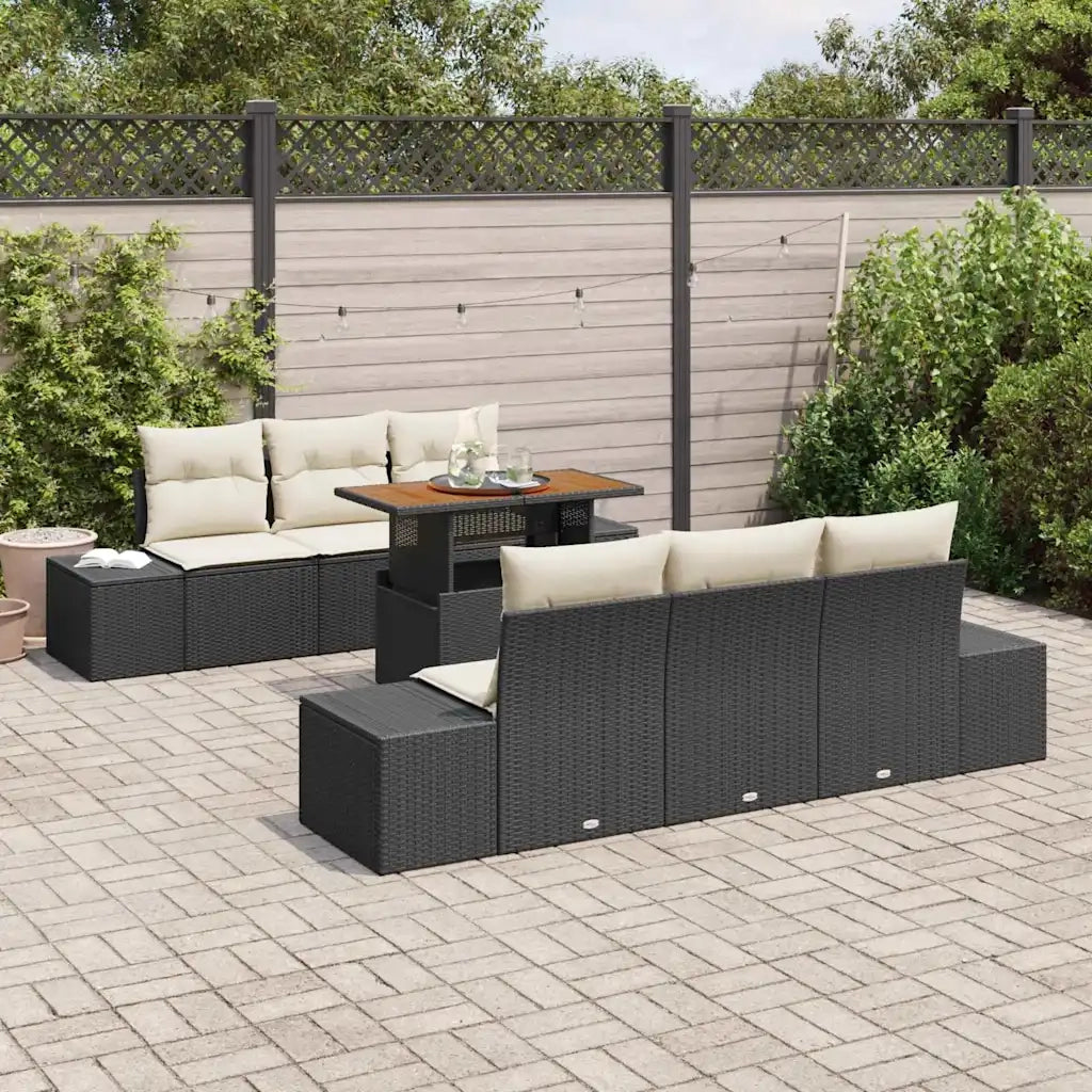 Set Divano da Giardino con archiviazione 7 pcs Nero Poly Rattan 3358644