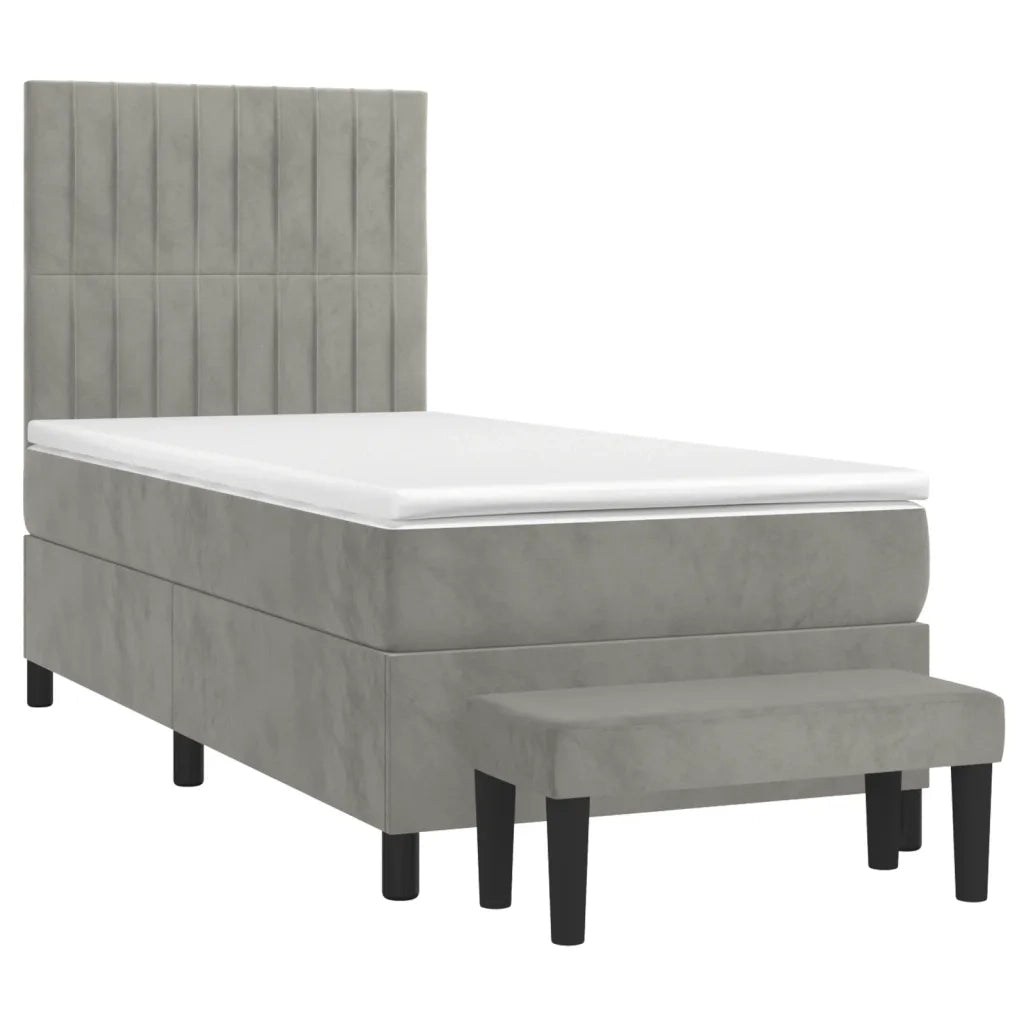 Giroletto a Molle con Materasso Grigio Chiaro 90x190 cm Velluto 3137935