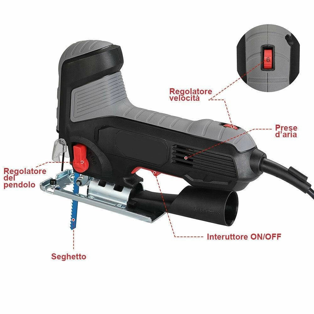 Trade Shop - Seghetto Elettrico Alternativo Pendolare 600w Velocita Regolabile 3000 Rpm -