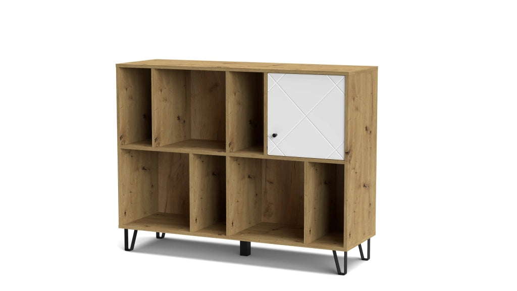 Mobile libreria 1 sportello soggiorno Bollo B09 cm 123,4x40x95h bianco rovere