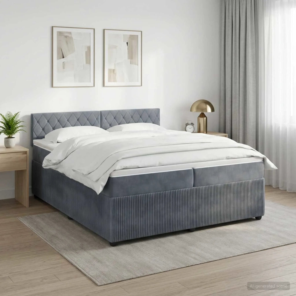 Letto box spring con materasso Grigio Scuro 200 x 200 cm 3453204