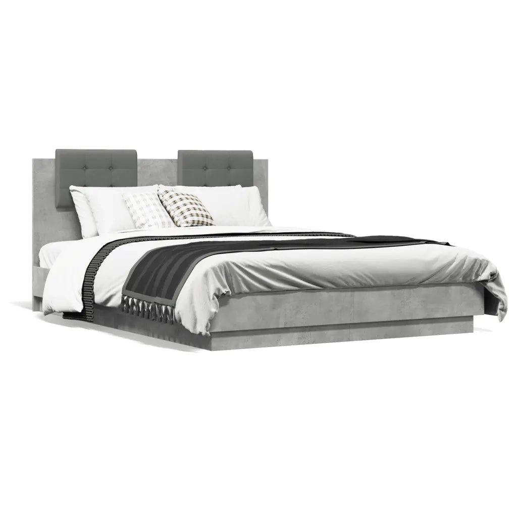 Giroletto Testiera Grigio Cemento 135x190 cm Legno Multistrato 3209957