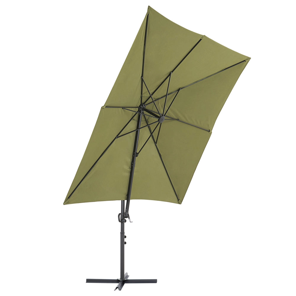 Ombrellone da giardino Sabbia Beige Baldacchino Palo in acciaio bianco 235 cm Resistente alle intemperie Cantilever con meccanismo a manovella