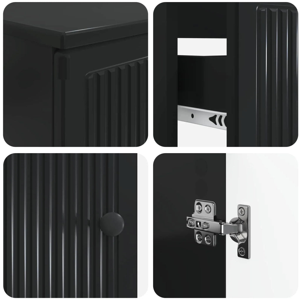 Set di Armadi da Bagno da 2 Pezzi EDE Nero Legno ingegnerizzato 3417658